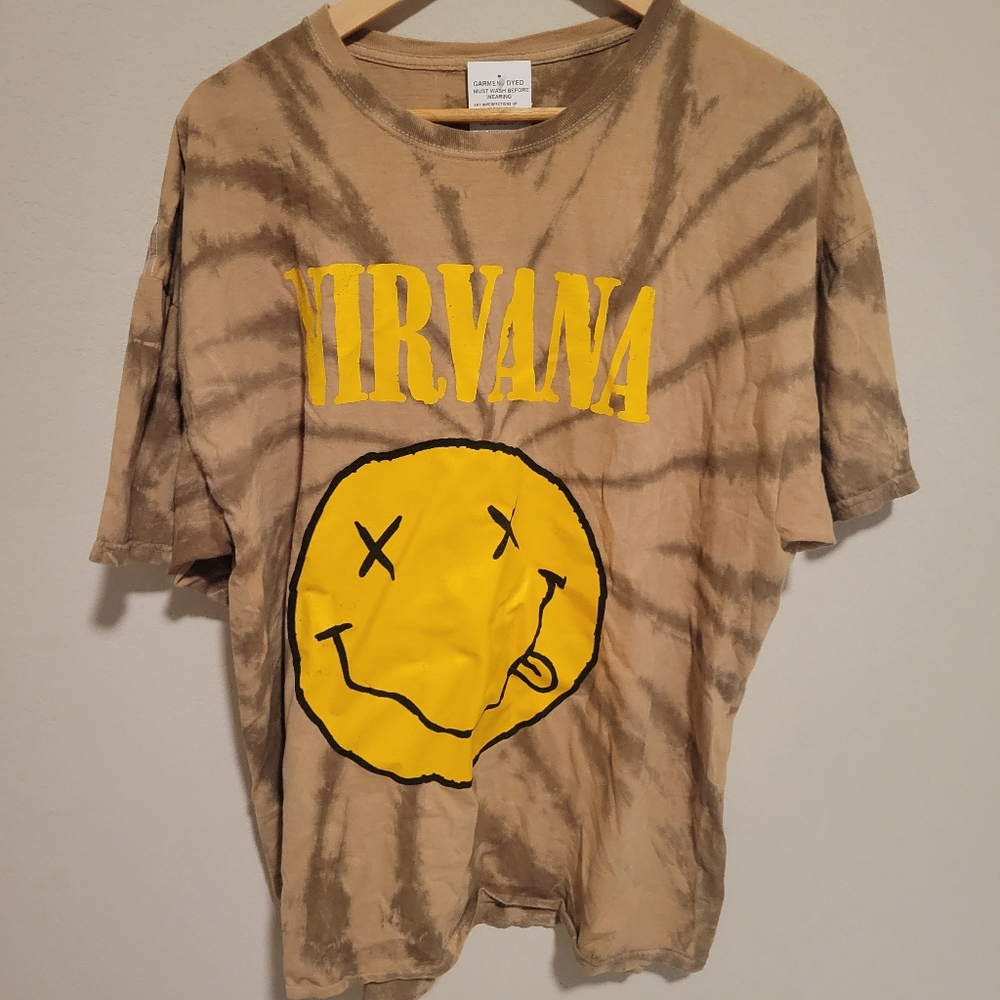 NIRVANA brown tie dye graphic tee size xl